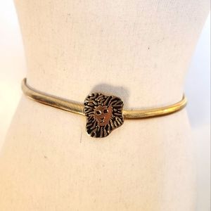 Stretchy Gold belt with Lion, vintage